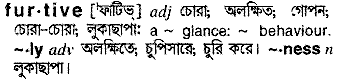 Furtive in Bangla Academy Dictionary