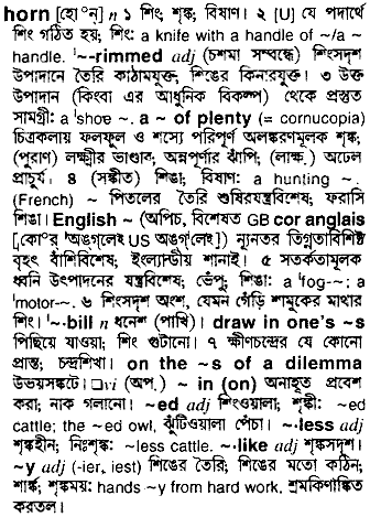 Horn in Bangla Academy Dictionary