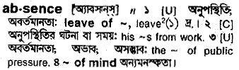 Absence in Bangla Academy Dictionary