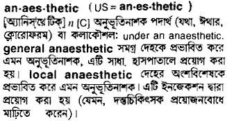 Anaesthetic in Bangla Academy Dictionary