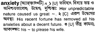 Anxiety in Bangla Academy Dictionary