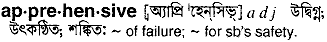 Apprehensive in Bangla Academy Dictionary