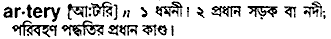Artery in Bangla Academy Dictionary