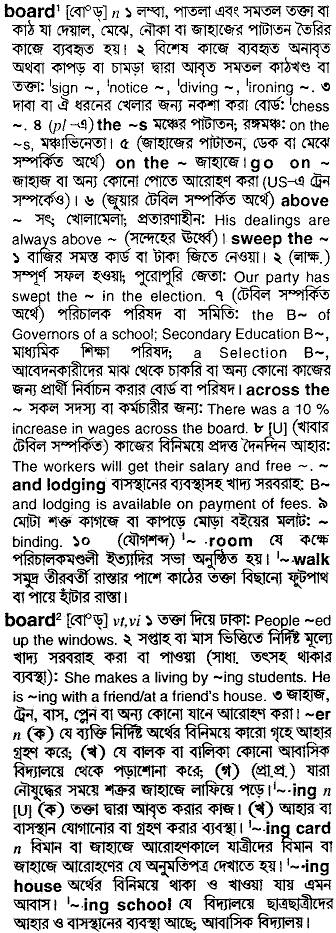 Board in Bangla Academy Dictionary