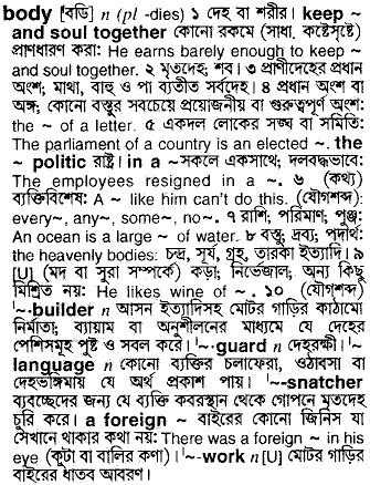 Body in Bangla Academy Dictionary