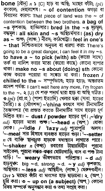 Bone in Bangla Academy Dictionary