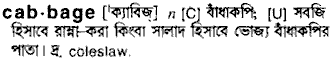 Cabbage in Bangla Academy Dictionary
