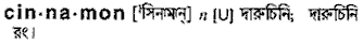 Cinnamon in Bangla Academy Dictionary
