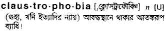 Claustrophobia in Bangla Academy Dictionary