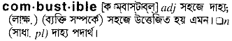 Combustible in Bangla Academy Dictionary