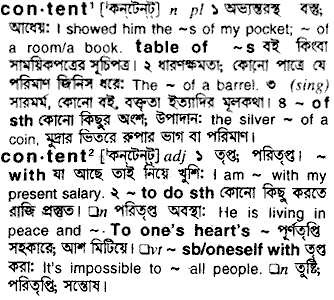 Content in Bangla Academy Dictionary