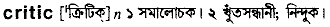 Critic in Bangla Academy Dictionary