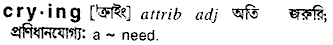Crying in Bangla Academy Dictionary