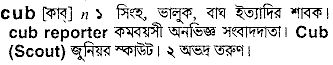 Cub in Bangla Academy Dictionary