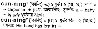 Cunning in Bangla Academy Dictionary