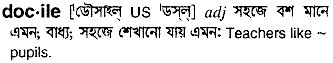 Docile in Bangla Academy Dictionary