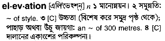 Elevation in Bangla Academy Dictionary