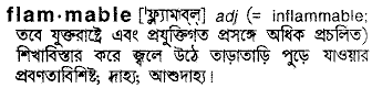 Flammable in Bangla Academy Dictionary