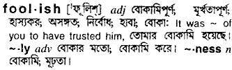 Foolish in Bangla Academy Dictionary