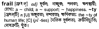 Frail in Bangla Academy Dictionary