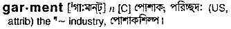 Garment in Bangla Academy Dictionary