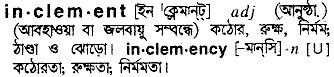 Inclement in Bangla Academy Dictionary