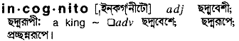 Incognito in Bangla Academy Dictionary
