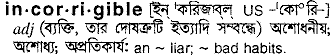 Incorrigible in Bangla Academy Dictionary