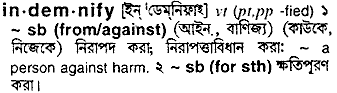 Indemnify in Bangla Academy Dictionary