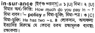 Insurance in Bangla Academy Dictionary
