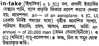 Intake in Bangla Academy Dictionary