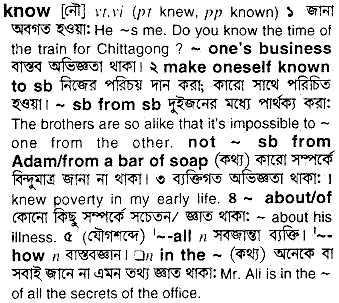 Know in Bangla Academy Dictionary