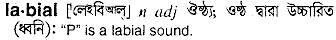 Labial in Bangla Academy Dictionary