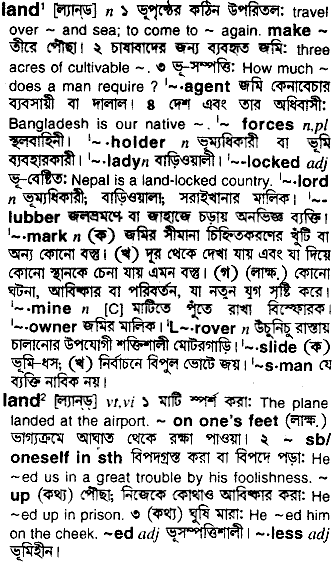 Land in Bangla Academy Dictionary