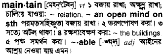Maintain in Bangla Academy Dictionary