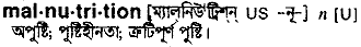 Malnutrition in Bangla Academy Dictionary
