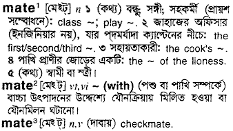 Mate in Bangla Academy Dictionary