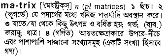 Matrix in Bangla Academy Dictionary