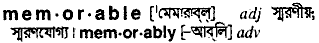 Memorable in Bangla Academy Dictionary