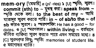 Memory in Bangla Academy Dictionary