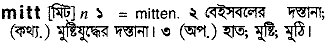 Mitt in Bangla Academy Dictionary
