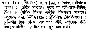 Neuter in Bangla Academy Dictionary