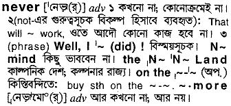 Never in Bangla Academy Dictionary