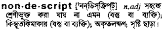Nondescript in Bangla Academy Dictionary