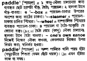 Paddle in Bangla Academy Dictionary