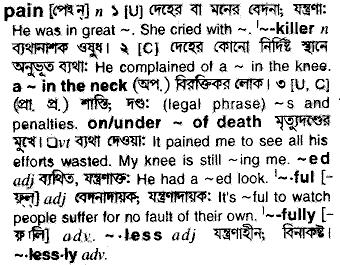 Pain in Bangla Academy Dictionary
