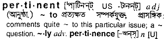 Pertinent in Bangla Academy Dictionary