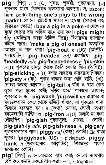 Pig in Bangla Academy Dictionary