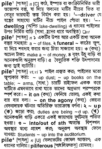 Pile in Bangla Academy Dictionary