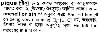 Pique in Bangla Academy Dictionary